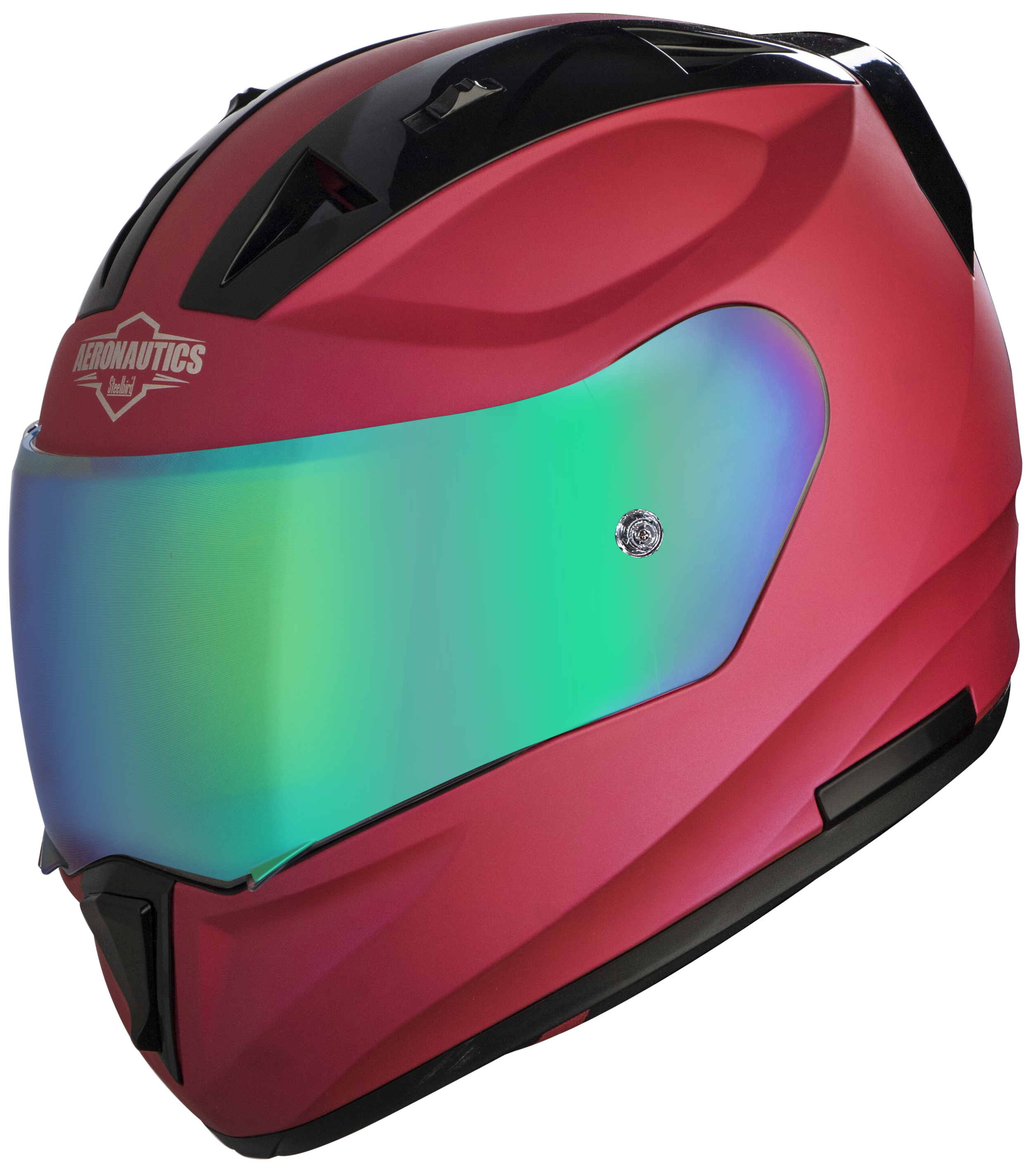 SA-1 Aeronautics Mat Hot Pink With Anti-Fog Shield Rainbow Chrome Visor